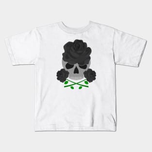 Black Rose Skull Kids T-Shirt